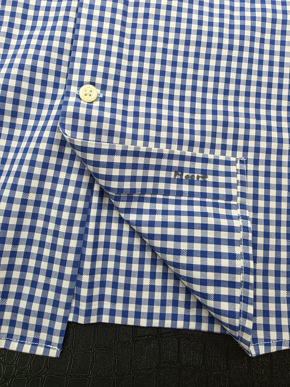 Banana Republic Grant Fit 120s Supima Cotton Dress Shirt Blue White Gingham Chec